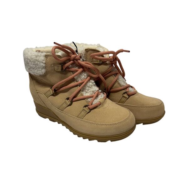 Sorel Womens Evie Cozy Ankle Lace Wedge Bootie Ceramic Paradox Waterproof Size 9 - Picture 1 of 8